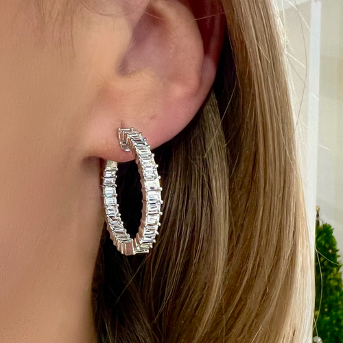 Kyle Emerald Cut Hoop Earrings