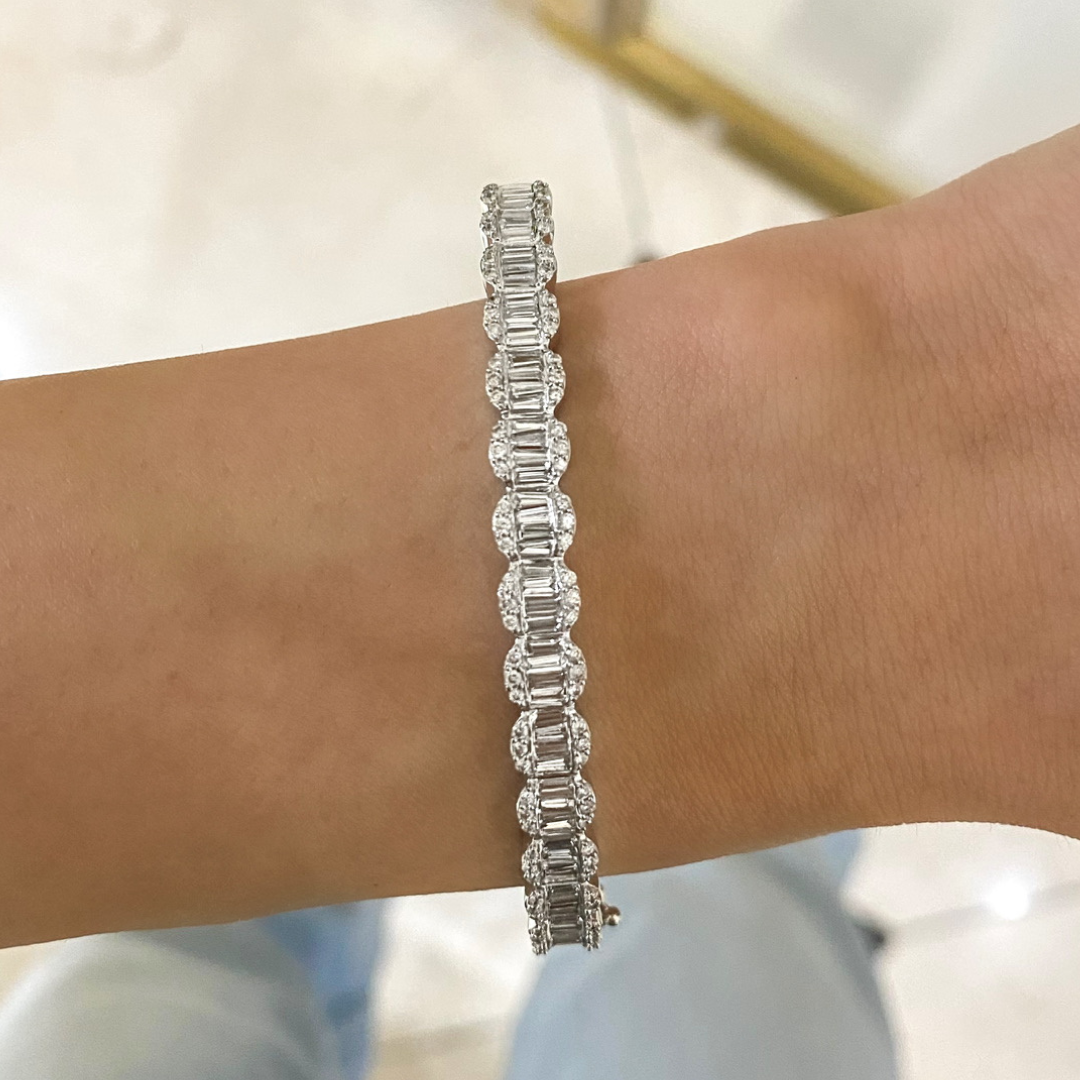 Lilium Tapered Baguette Diamond Bangle 2.30 ctw