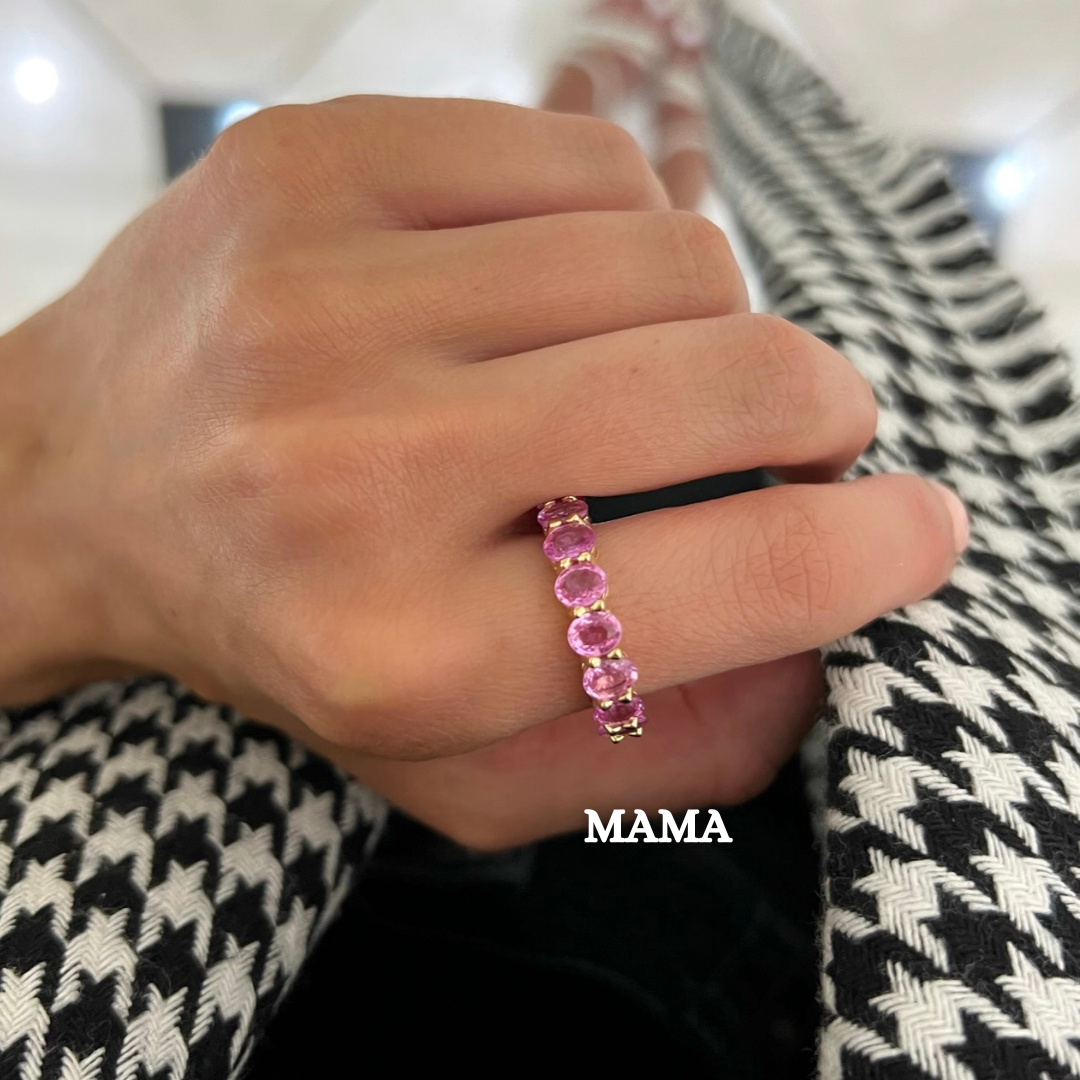 Pink Sapphire Oval Eternity Bands