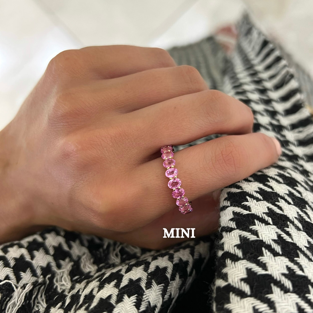 Pink Sapphire Oval Eternity Bands