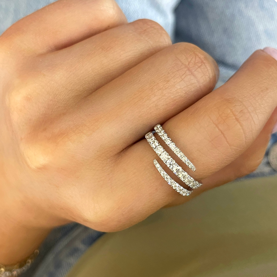 Maia Graduated Diamond Crossover Ring