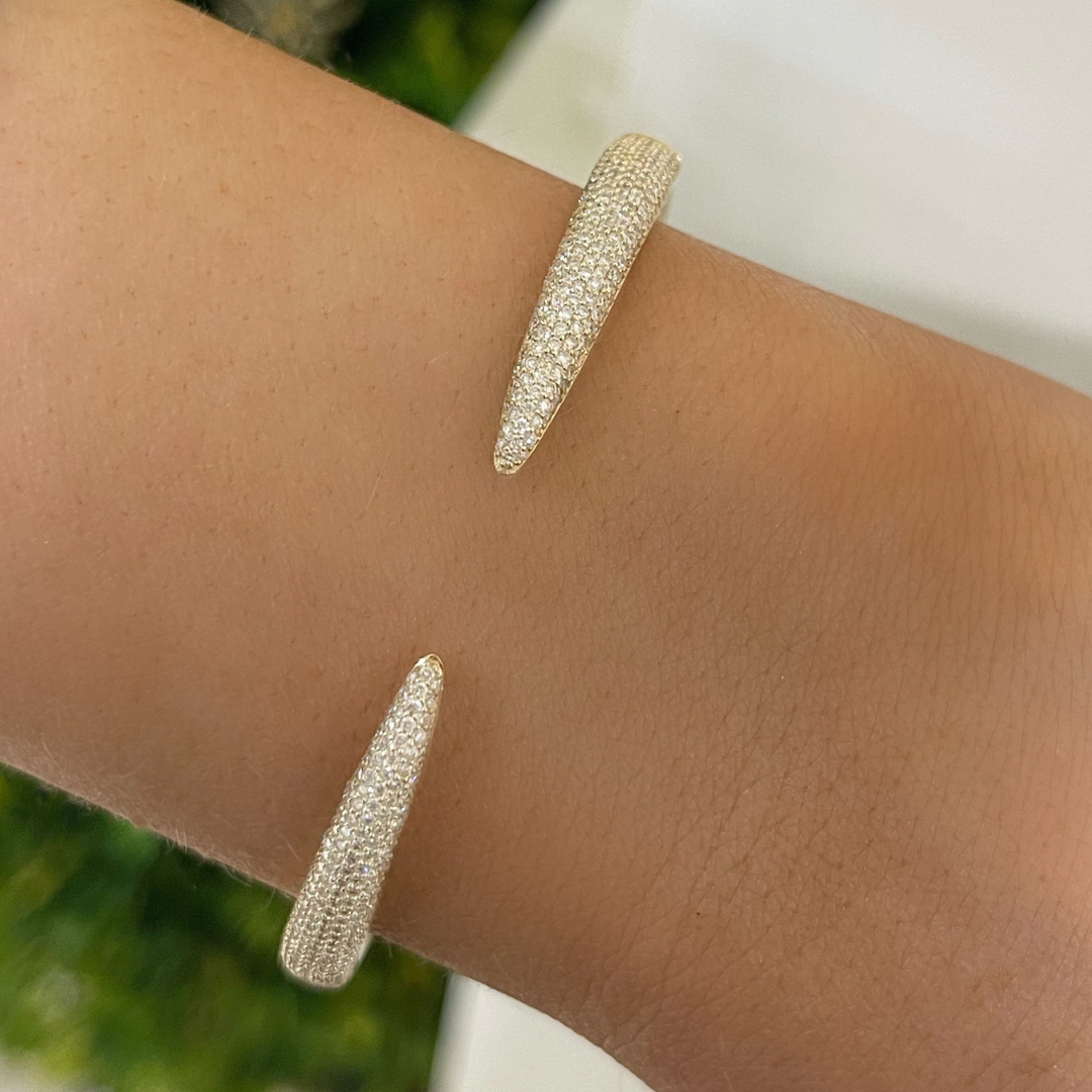 Bennett Pave Claw Diamond Cuff Bangle Bracelet 1.18 ctw RW Fine