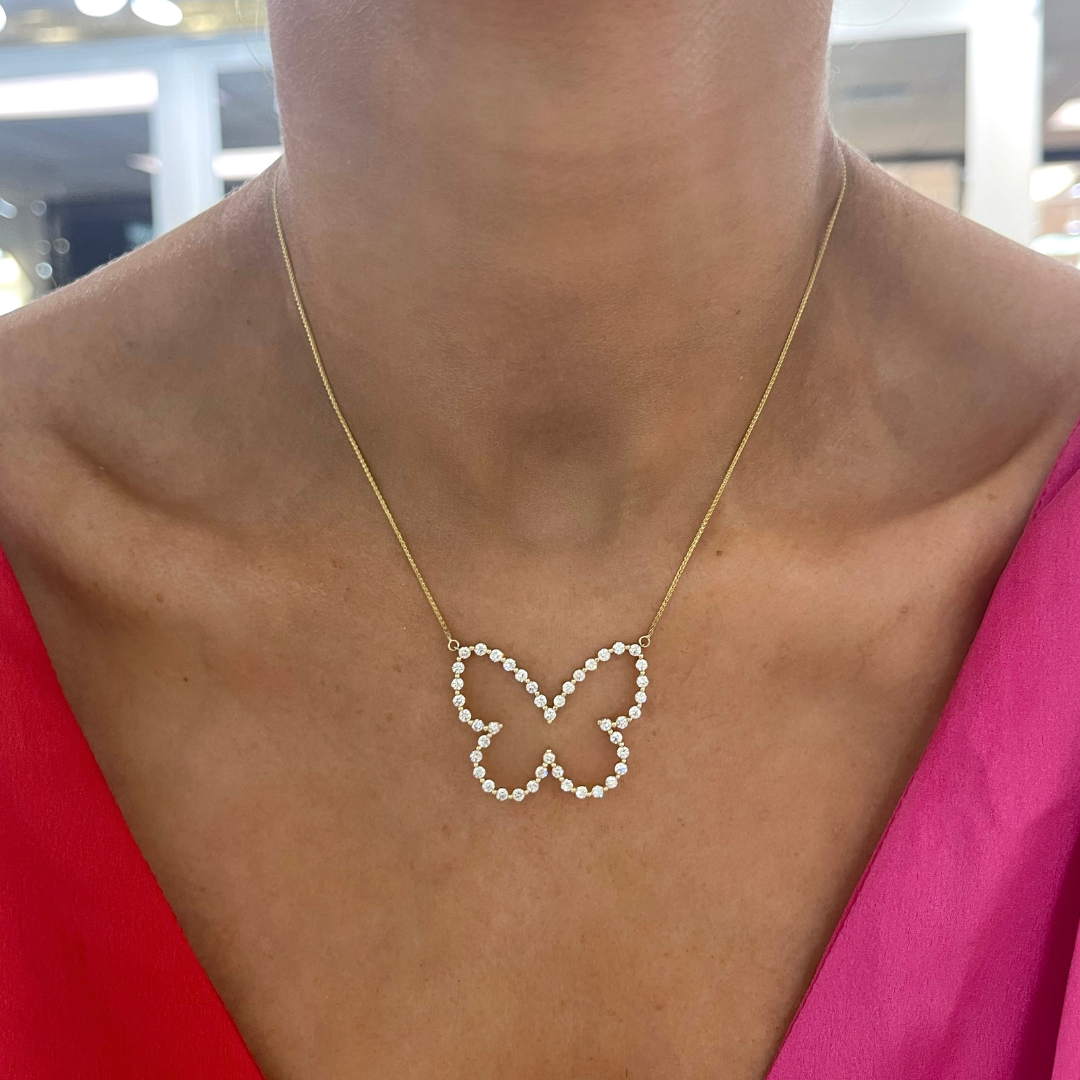 Posie Charlie Cloud® Floating Diamond Butterfly Necklace 1.54 ctw