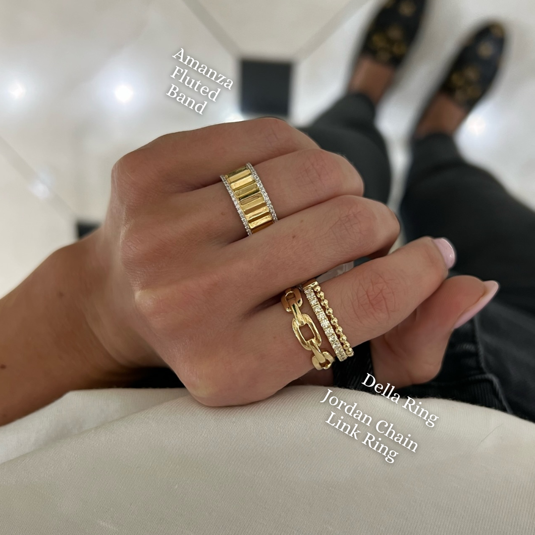 Amanza Fluted Diamond Eternity Band