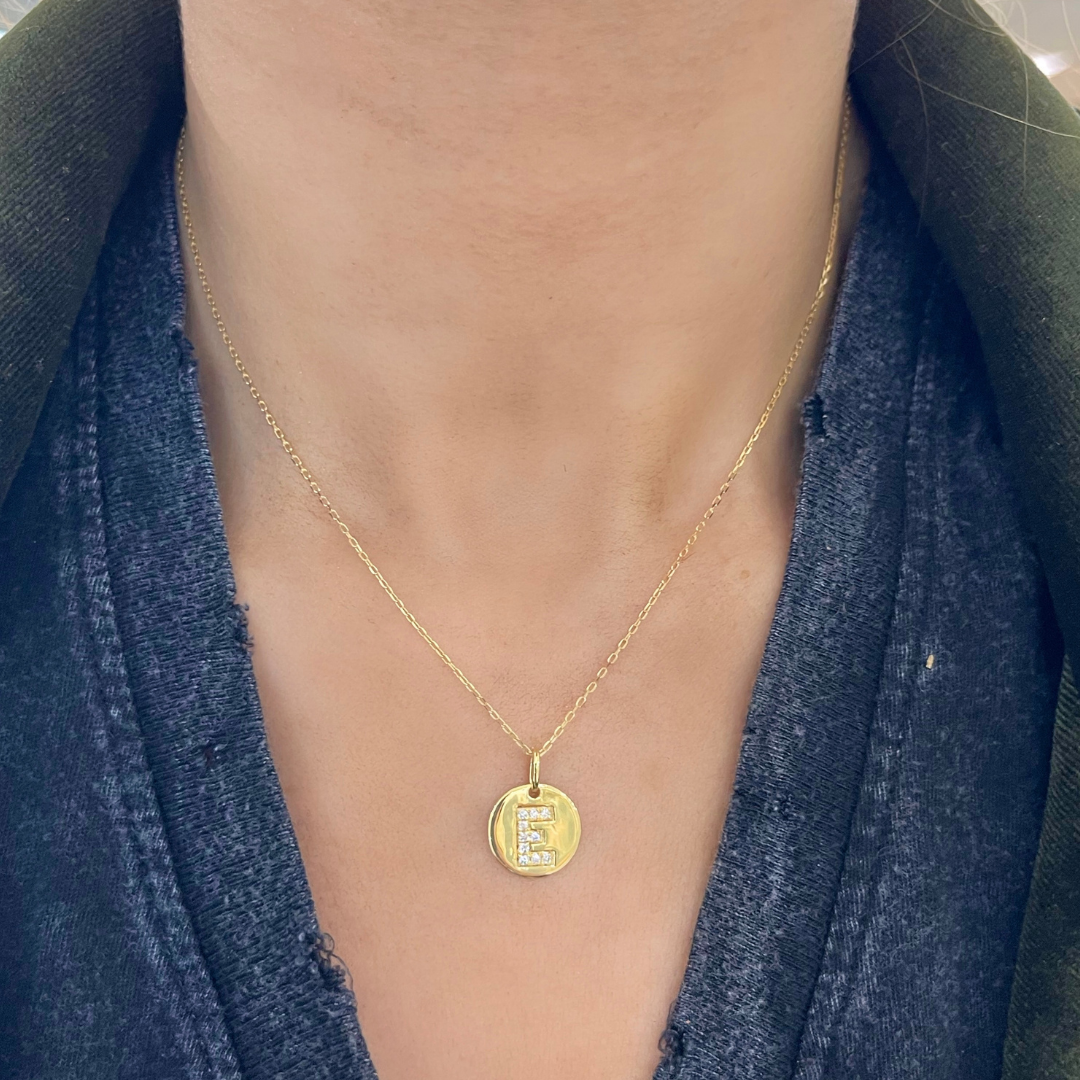 Round Initial Plate Necklace