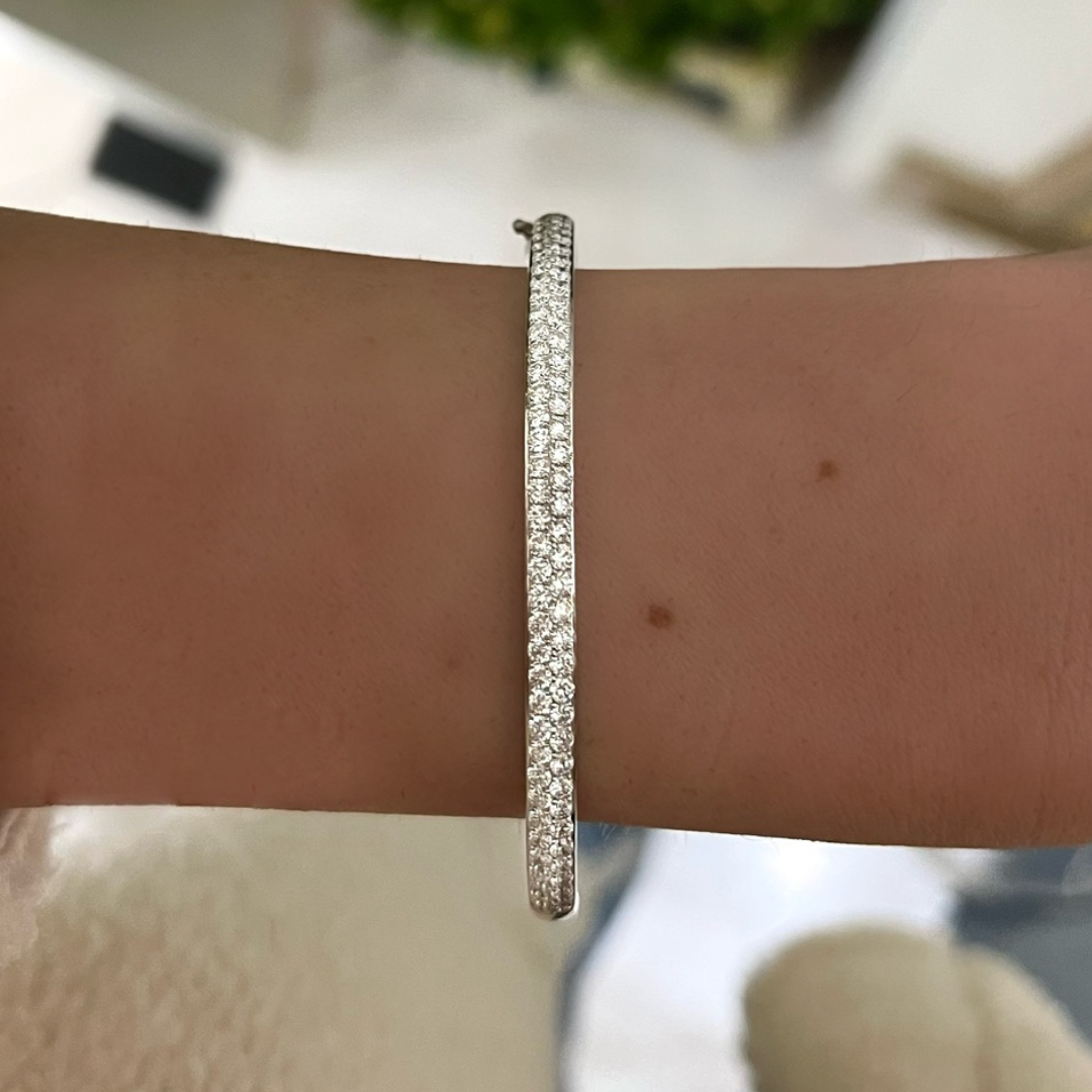 Rounded Two Row Diamond Bangle Bracelet 2.30 ctw