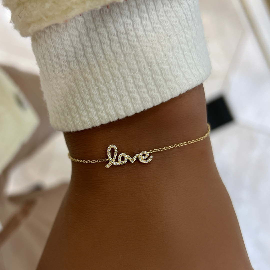 Script Love Diamond Heart Bracelet