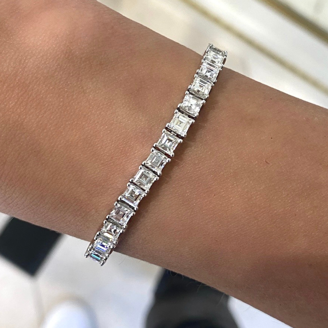 Diamond cut tennis bracelet deals