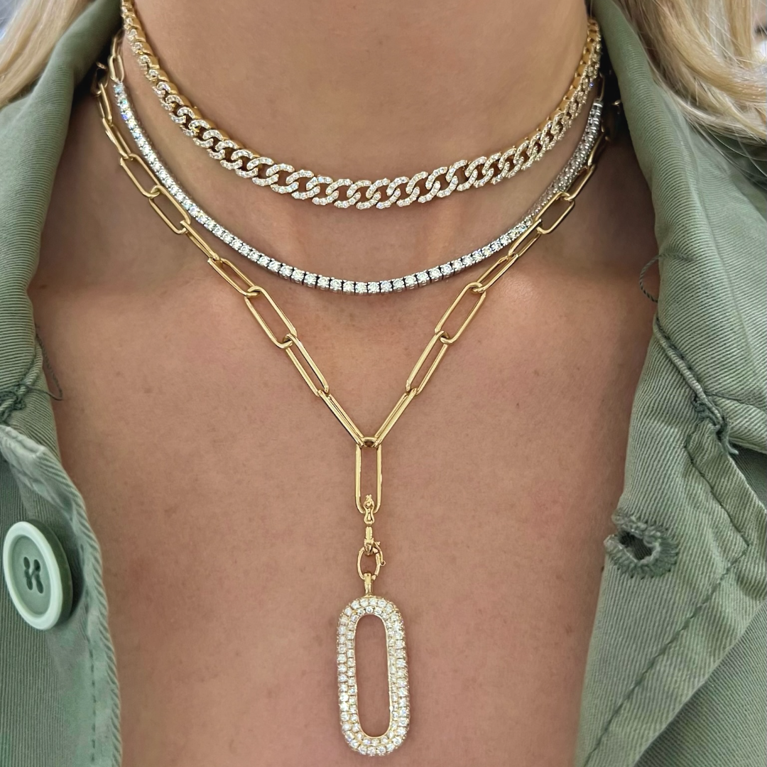 Dana Paperclip Chain with Detachable Diamond Toggle