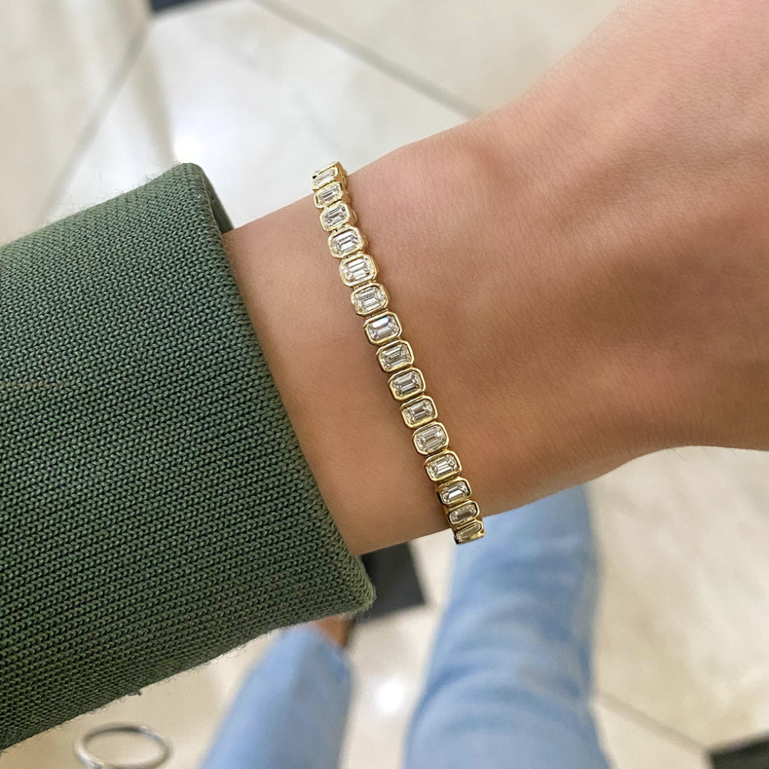 Emerald and diamond 2025 tennis bracelet 14k