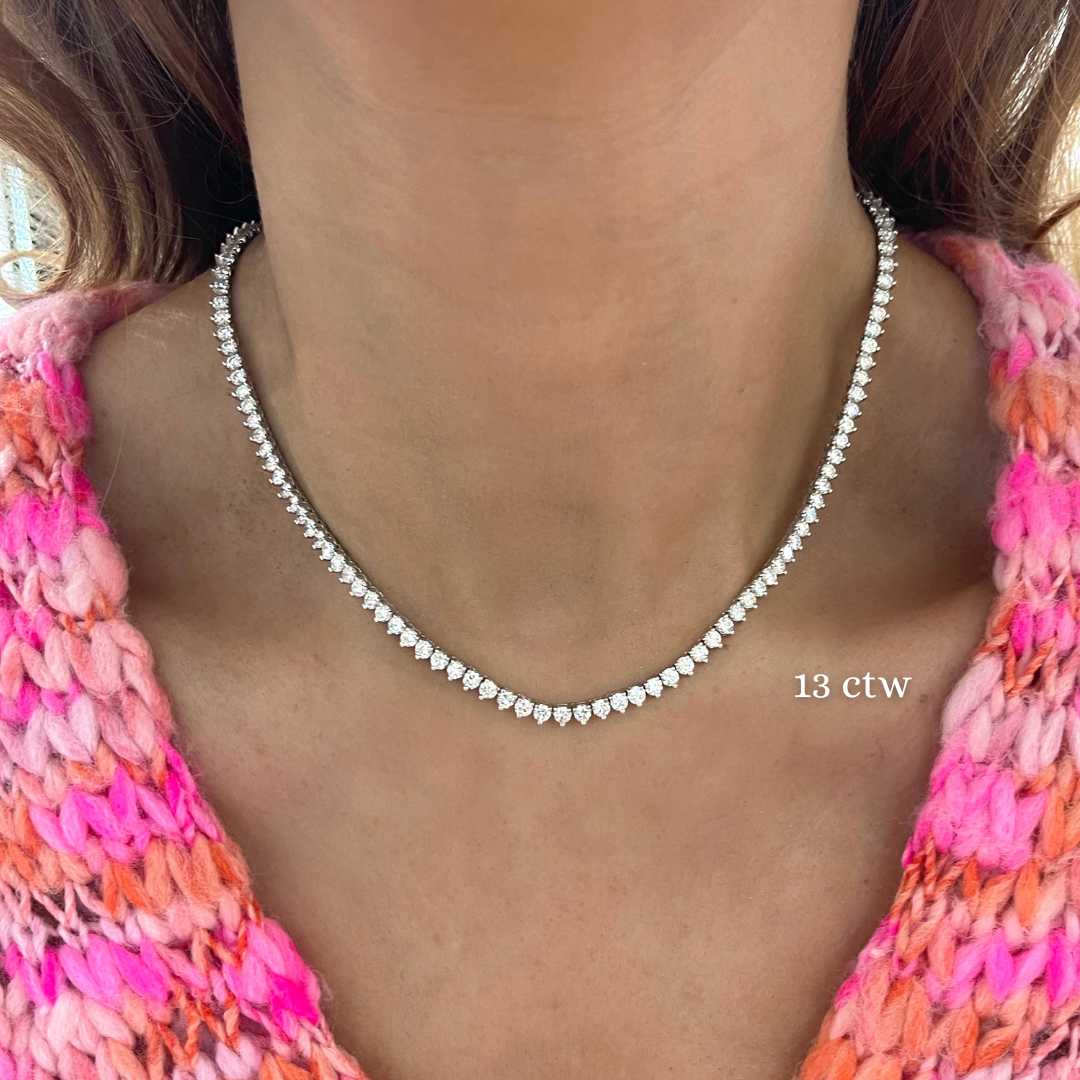 Kylan Three Prong Diamond Tennis Necklace