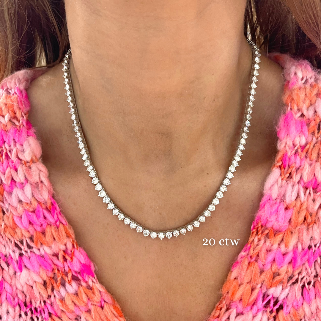 Kylan Three Prong Diamond Tennis Necklace
