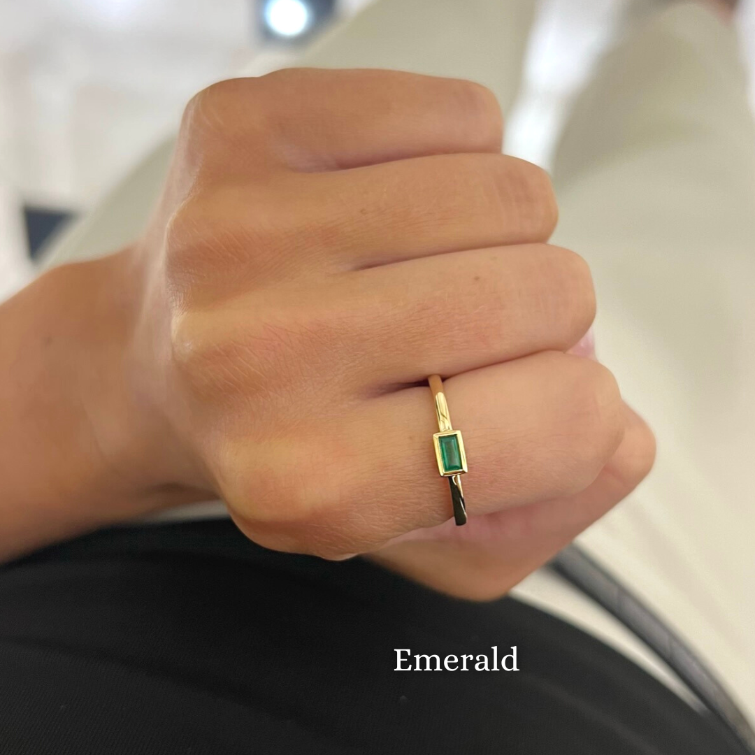 Trina Gemstone Baguette Bezel Ring