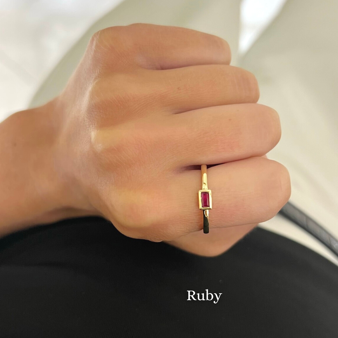 Trina Gemstone Baguette Bezel Ring