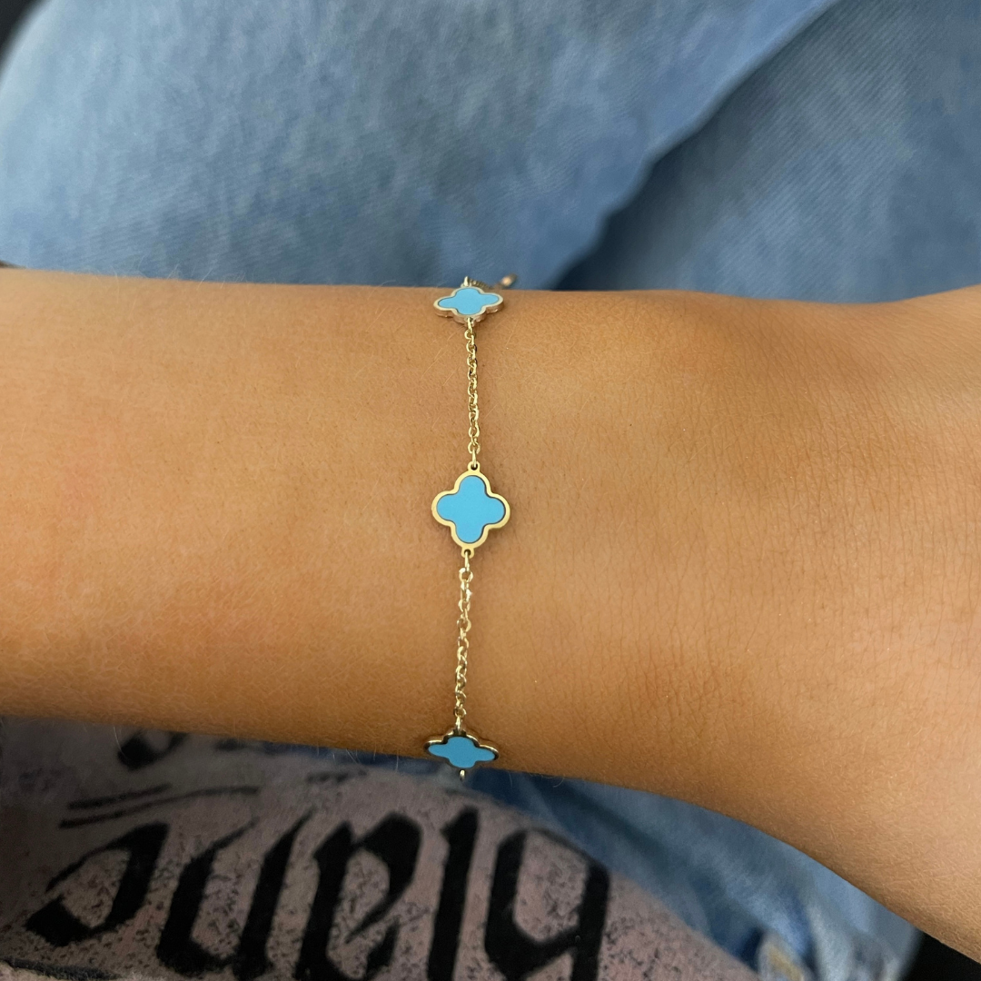 Turquoise Clover Station Bracelet