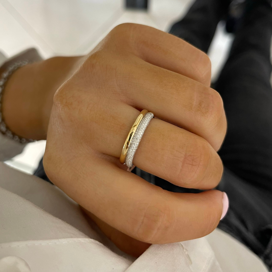 Pave wedding hot sale band gold