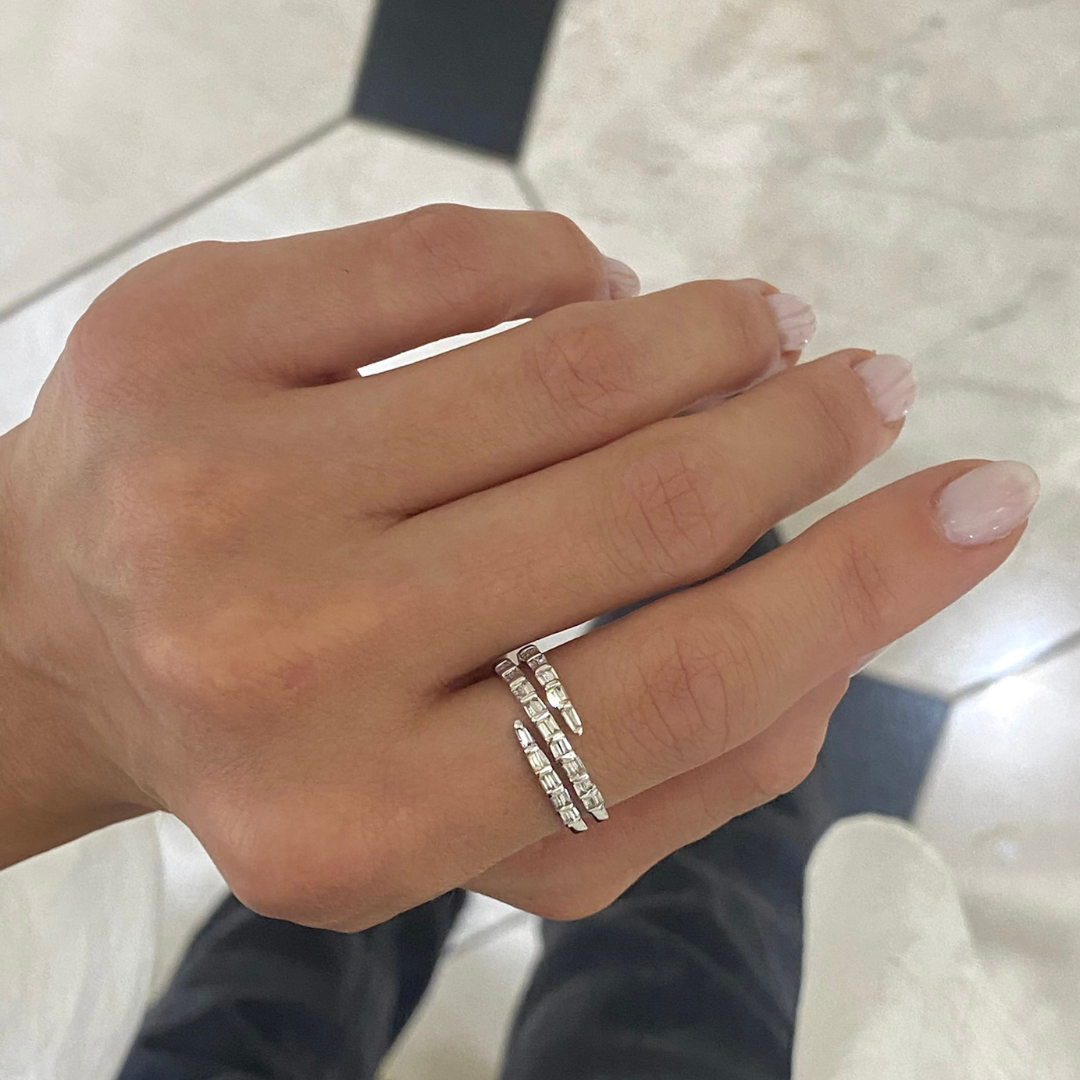 West Baguette Crossover Ring