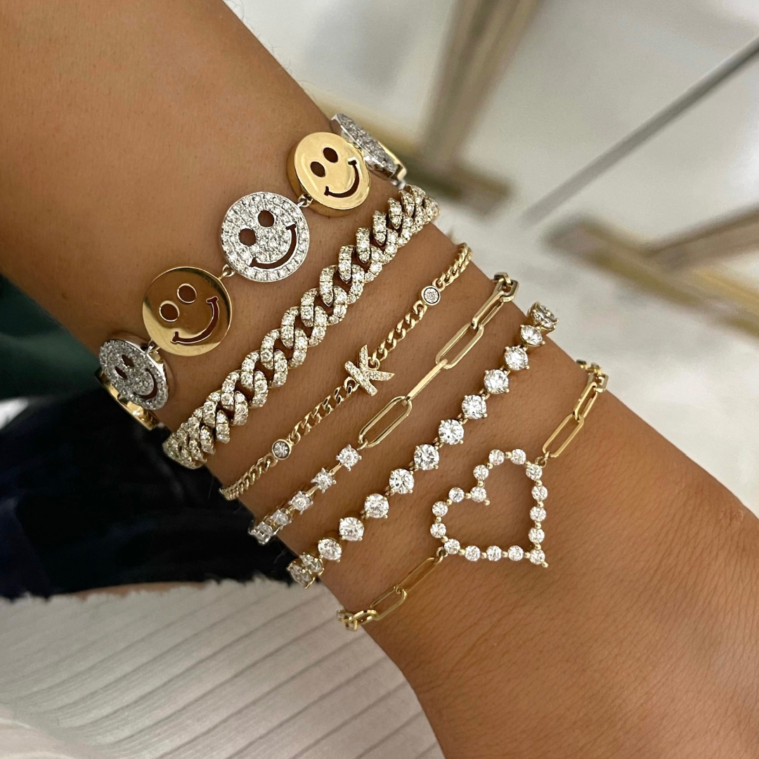 Drew Smiley Pave & Gold Bracelet 2.25 ctw