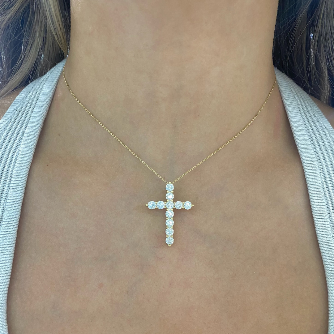 Georgie Diamond Cross Charm 2.97 CTW 18K Yellow Gold