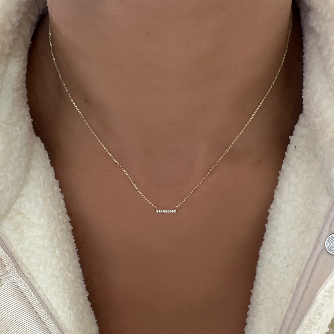 Zoey Single Row Diamond Bar Necklace