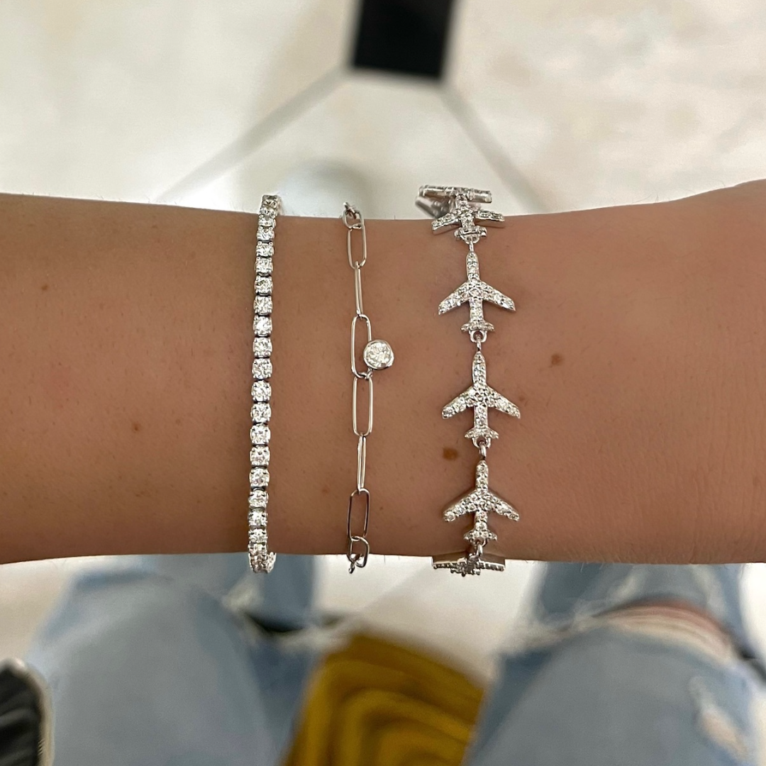 Bezel Charm Paperclip Bracelet