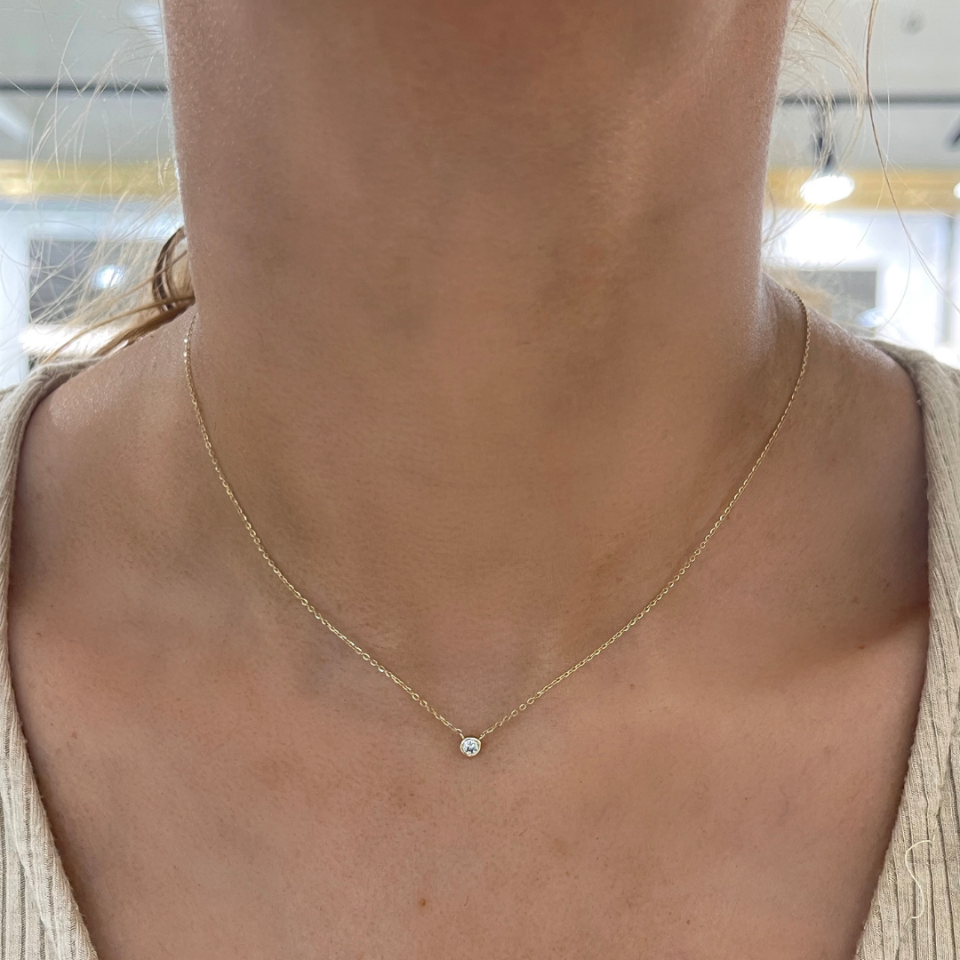 Mini Annabelle Single Diamond Pendant Necklace 0.08 ct