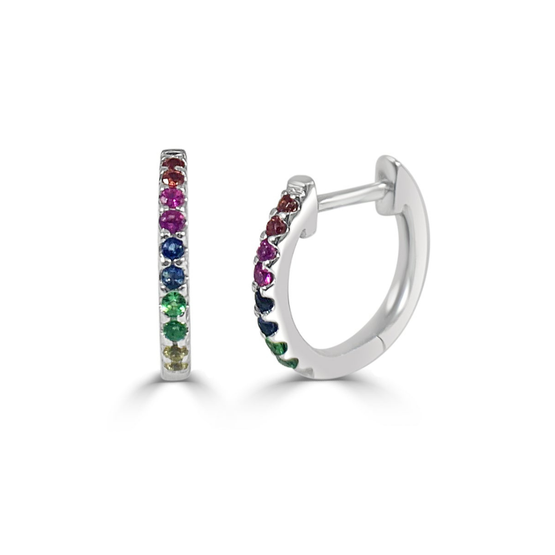 Over The Rainbow Sapphire Huggies 10mm