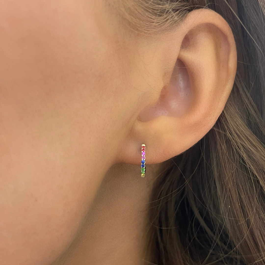 Over The Rainbow Sapphire Huggies 10mm