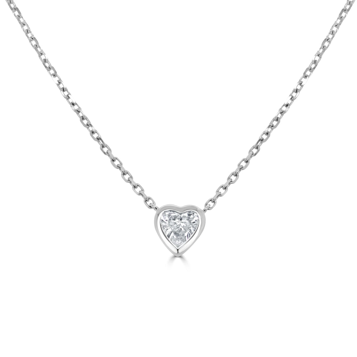 Ravayna Bezel Heart Dainty Diamond Necklace