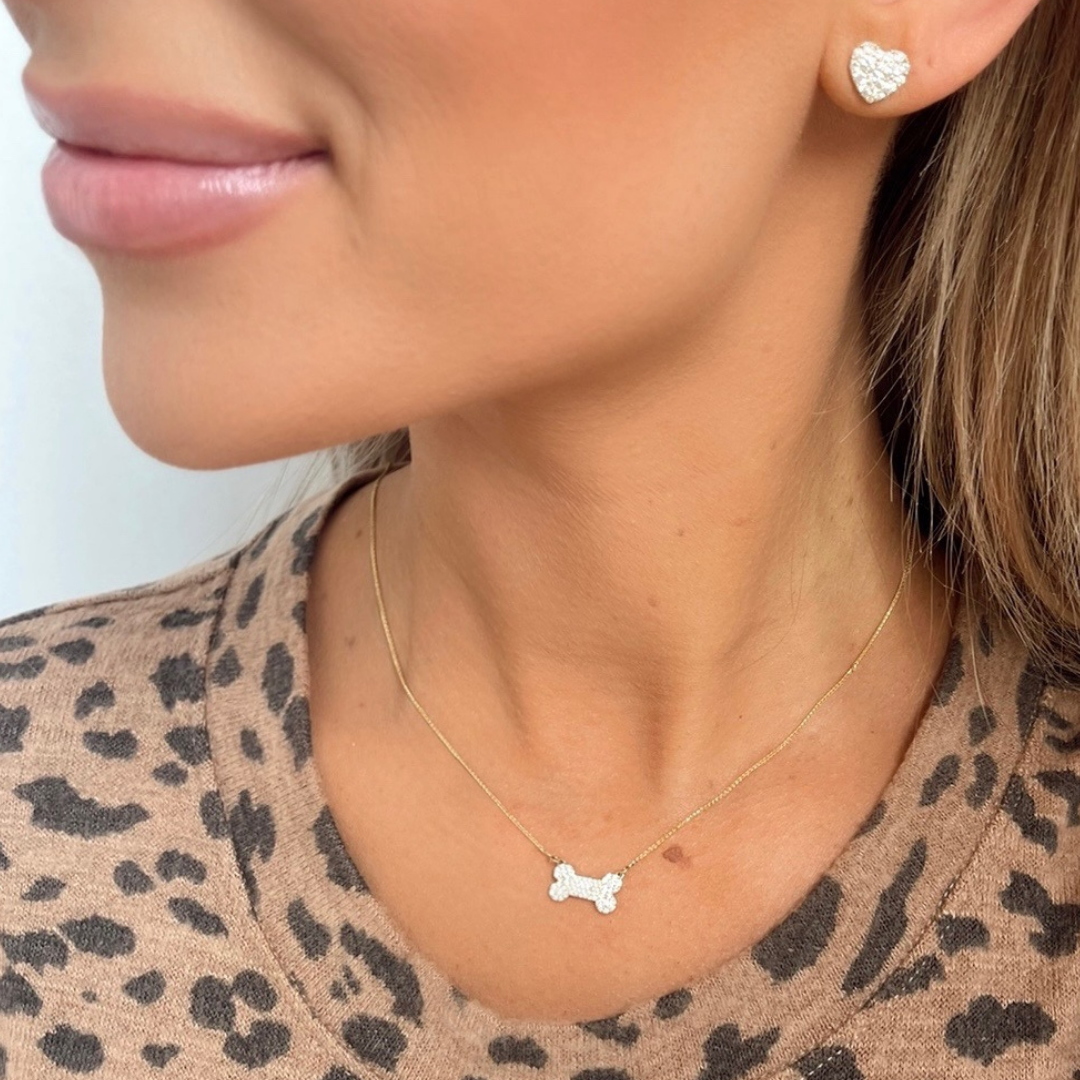 Remi Pave Diamond Dog Bone Necklace or Bracelet