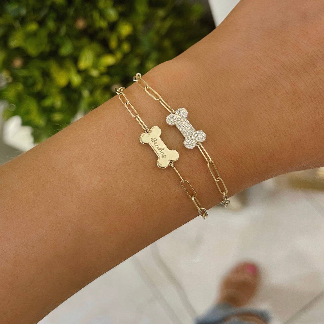 Remi Pave Diamond Dog Bone Necklace or Bracelet