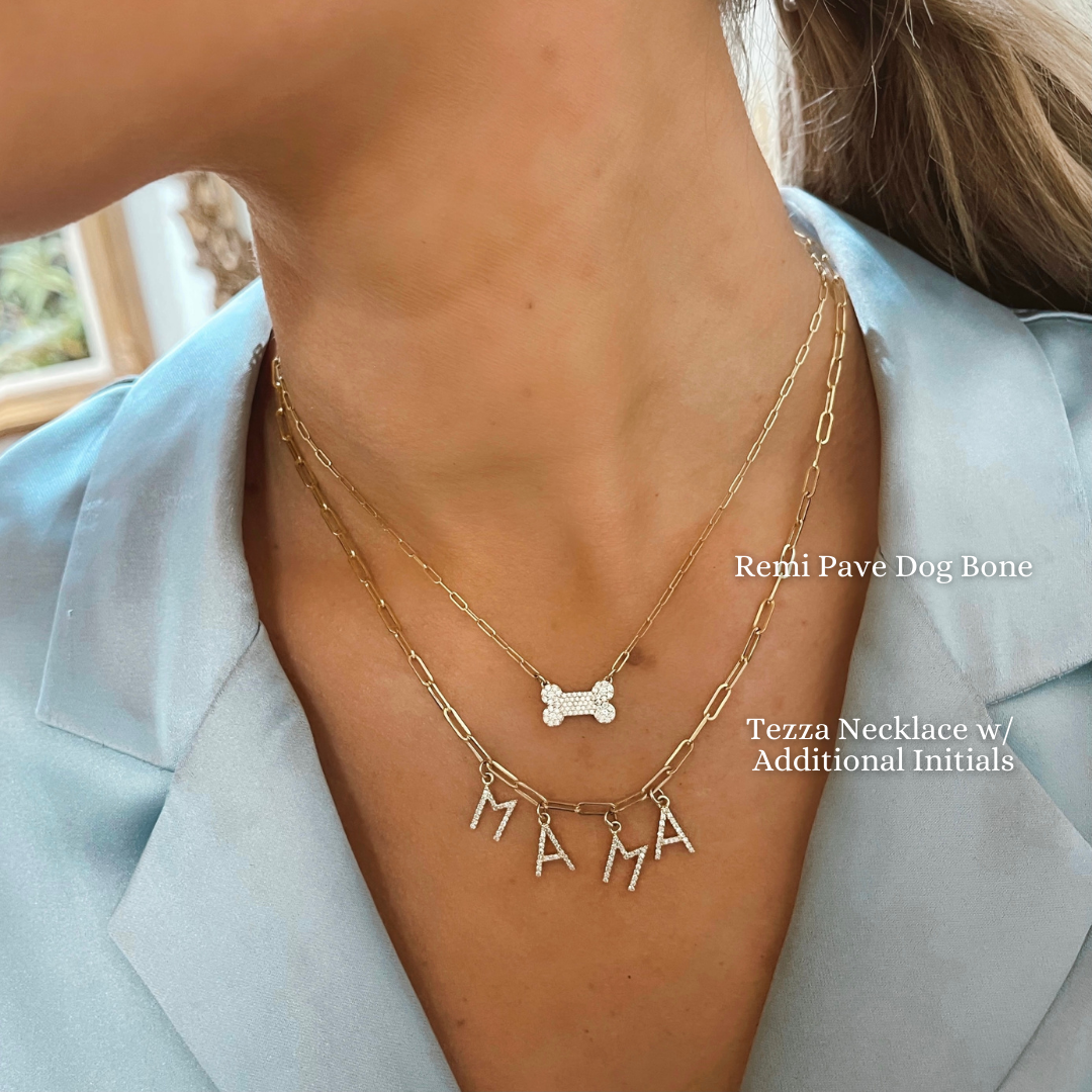 Remi Pave Diamond Dog Bone Necklace or Bracelet