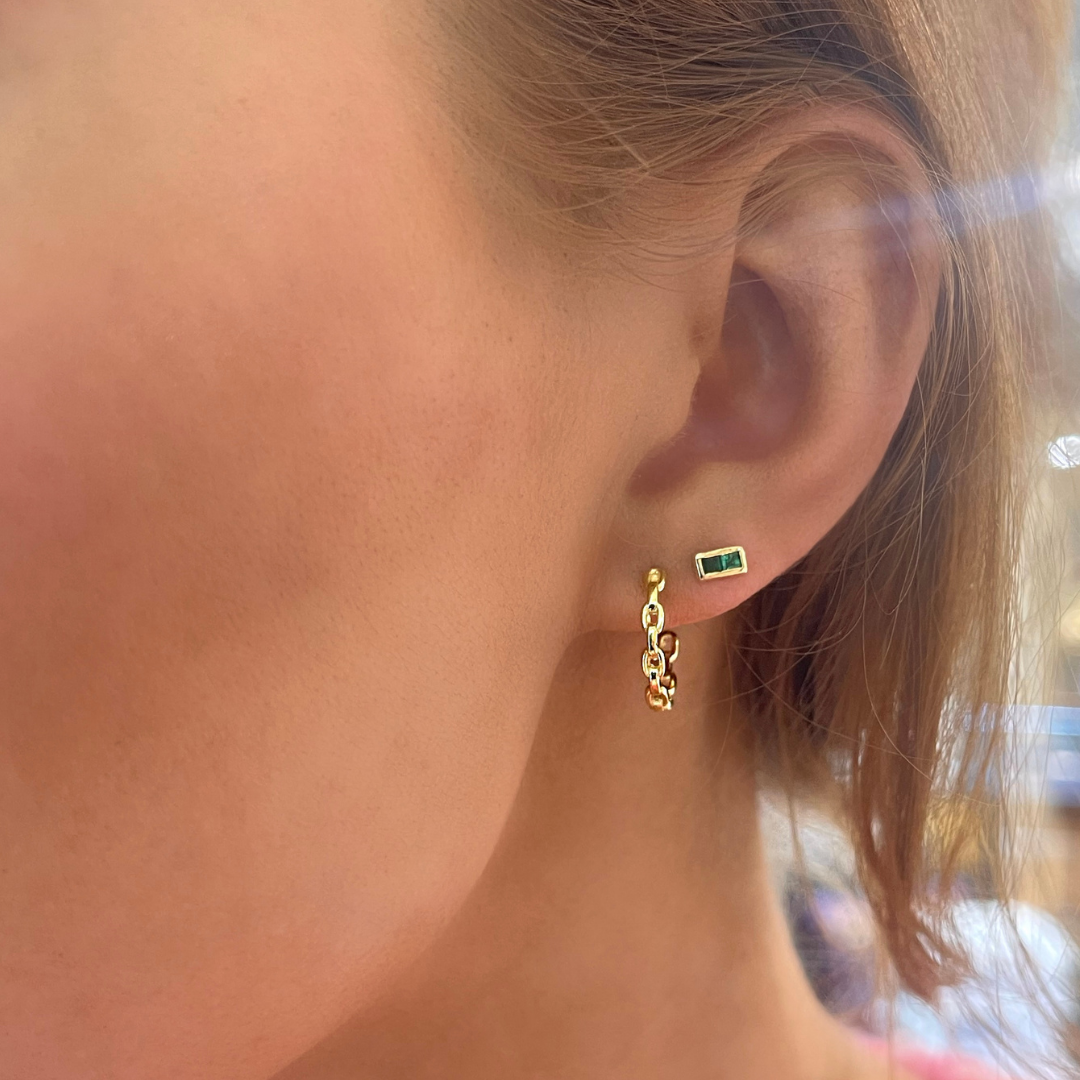 Reo Oval Chain Link Gold Hoop Earrings