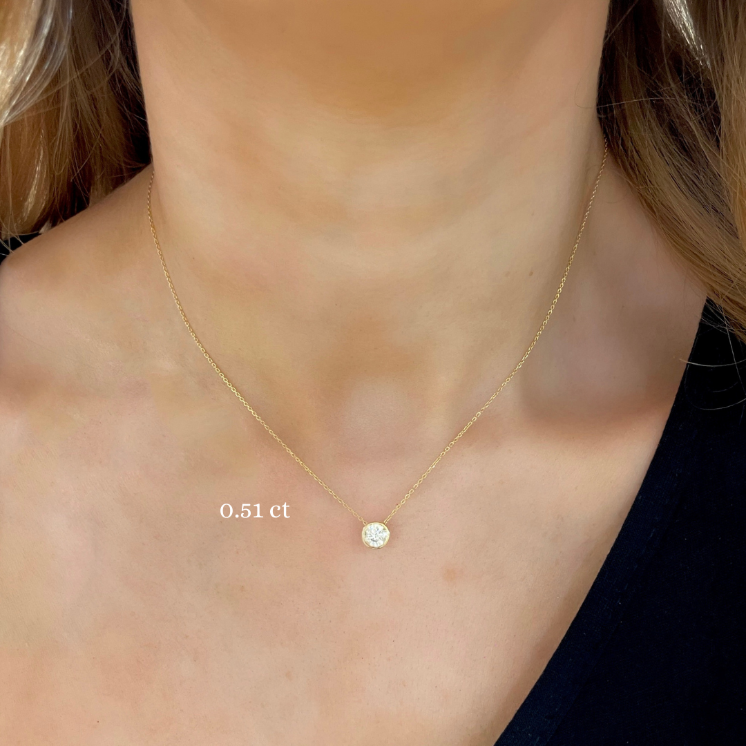Single Diamond Bezel Necklace