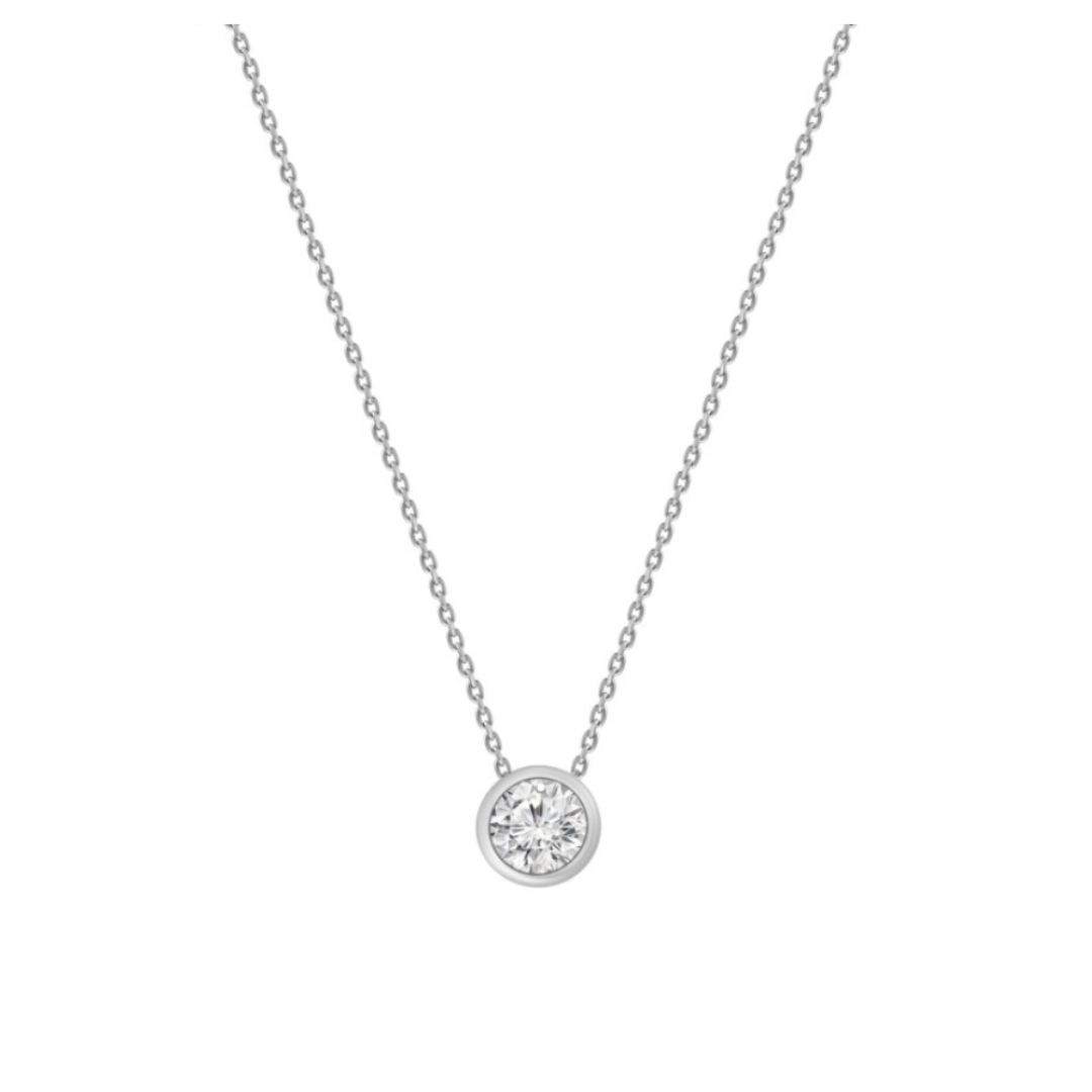 Single Diamond Bezel Necklace