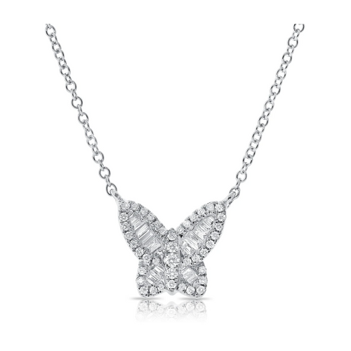 Stella Dainty Diamond Baguette Butterfly Necklace