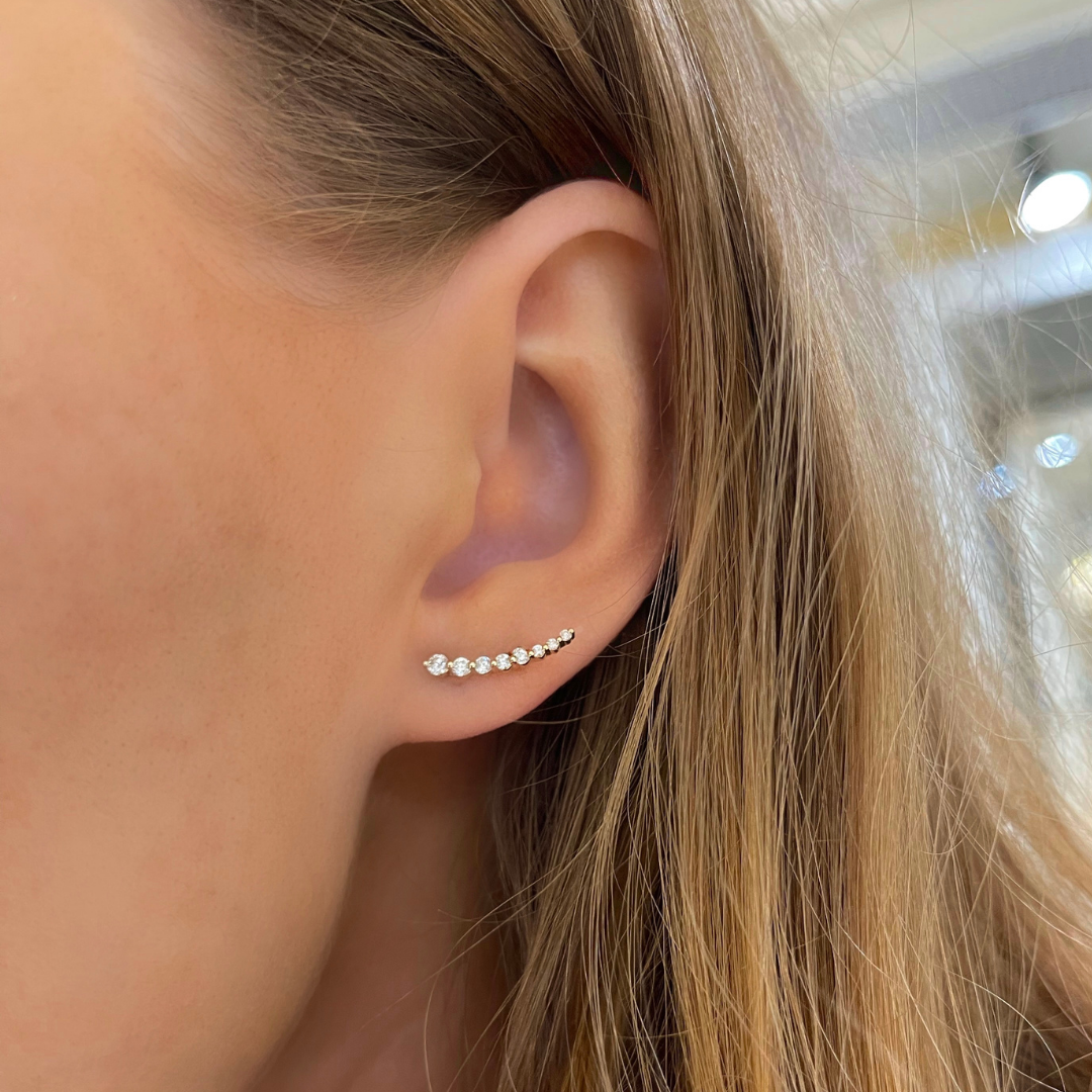 Diamond earrings that best sale go up the ear