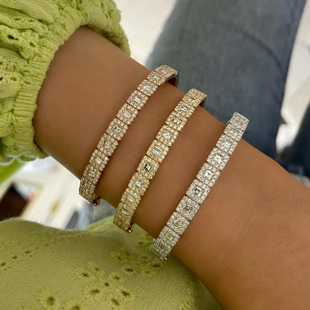 Zena Bangle Bracelet with Asscher Cut Diamonds 3.00 ctw