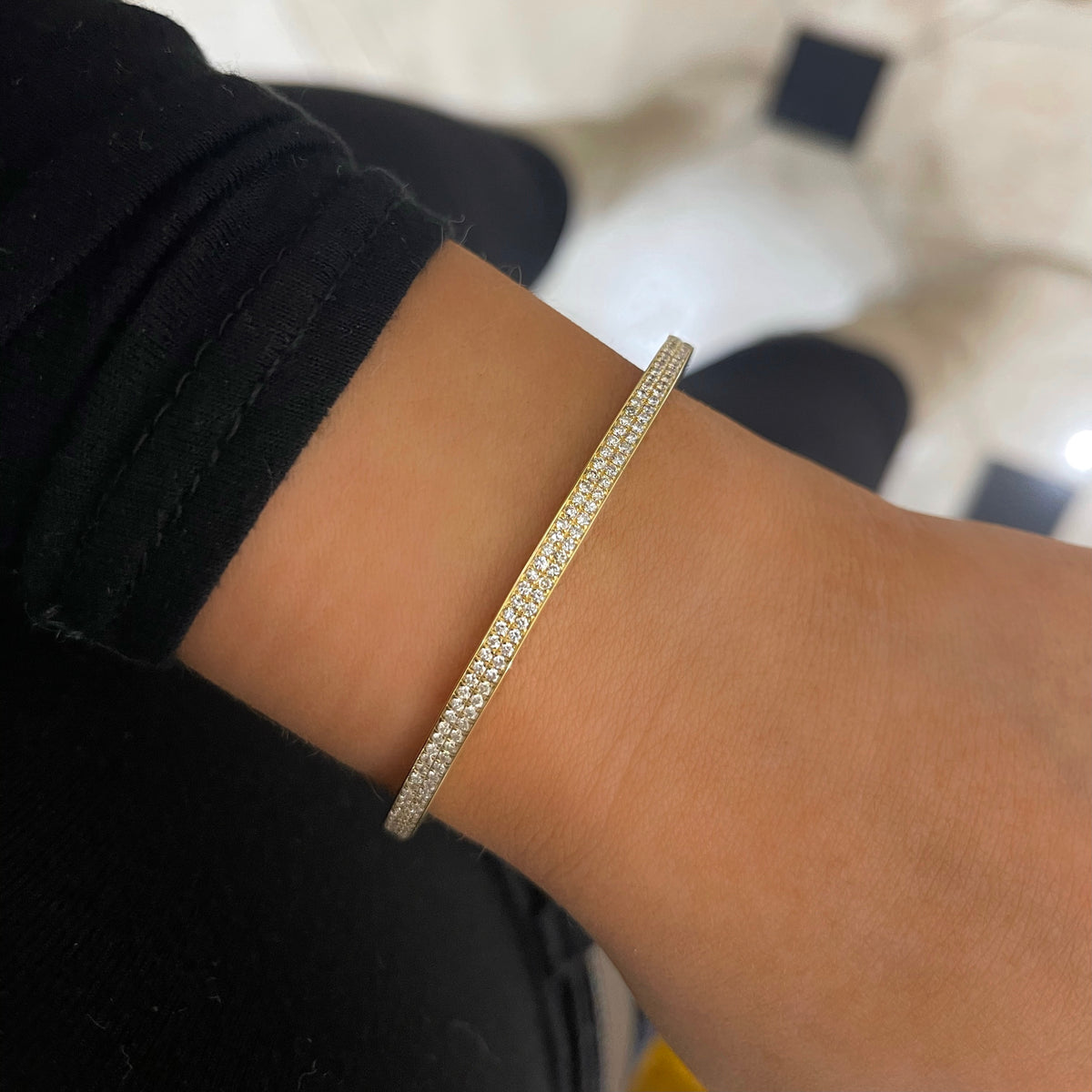 Liv Two Row Diamond Bangle Bracelet 1.00 ctw