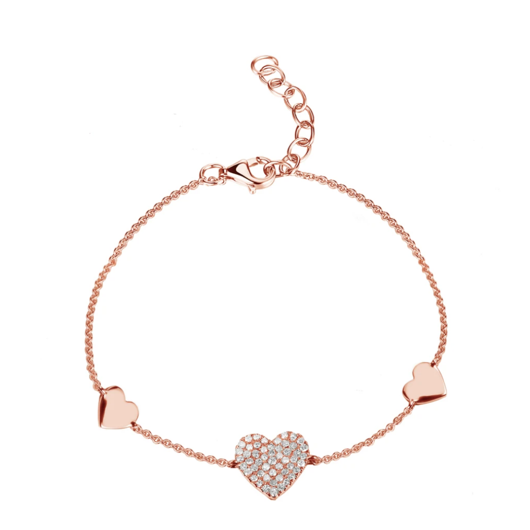 Isabella Triple Heart Pave Diamond Bracelet