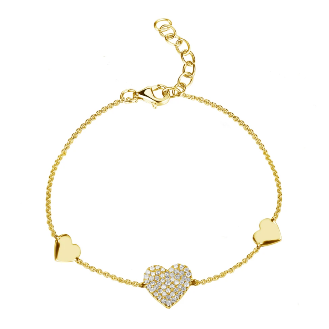 Isabella Triple Heart Pave Diamond Bracelet