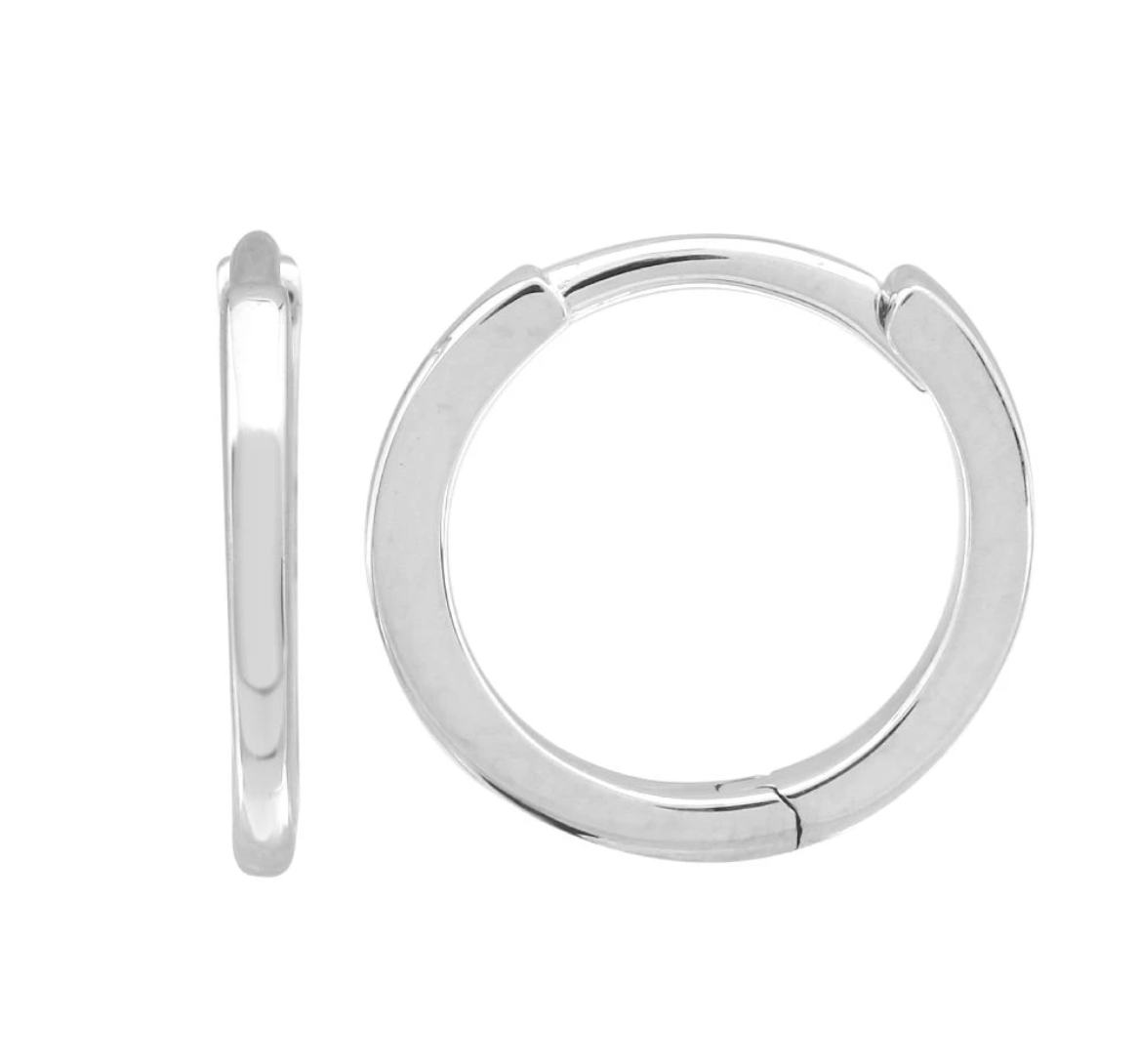 14k Gold Huggies 11mm White Gold