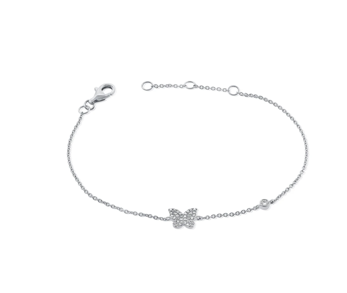 Flutter Pave Butterfly and Bezel Diamond Bracelet
