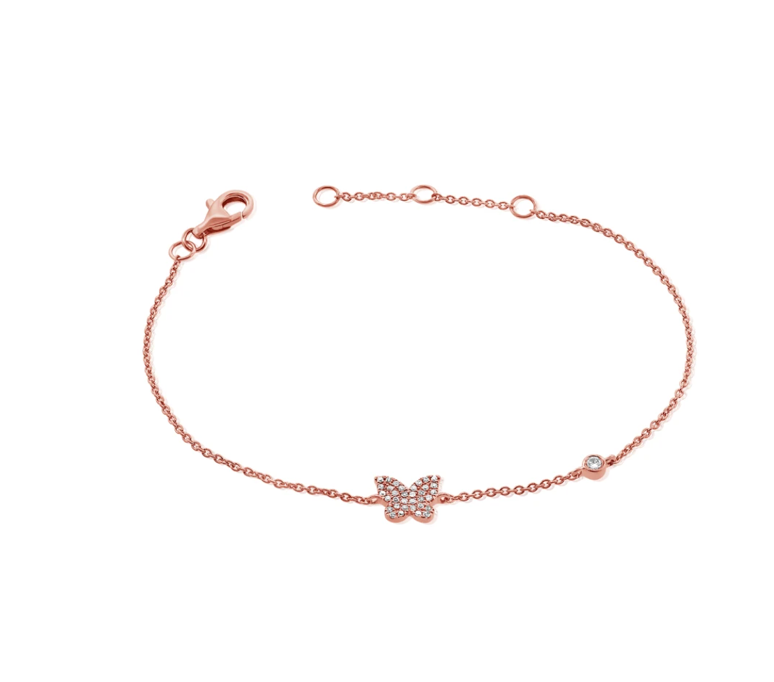 Flutter Pave Butterfly and Bezel Diamond Bracelet
