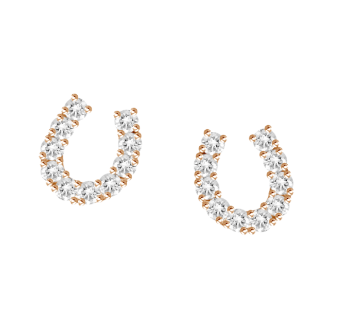 Filly Diamond Horseshoe Stud Earrings
