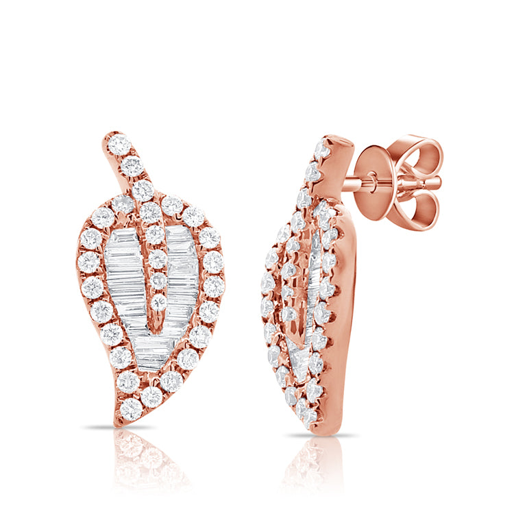 The Palms Baguette Leaf Stud Earrings