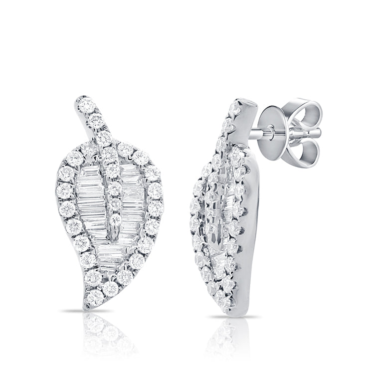 The Palms Baguette Leaf Stud Earrings