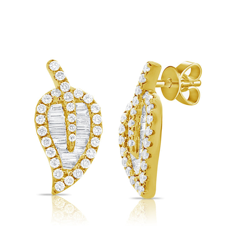 The Palms Baguette Leaf Stud Earrings
