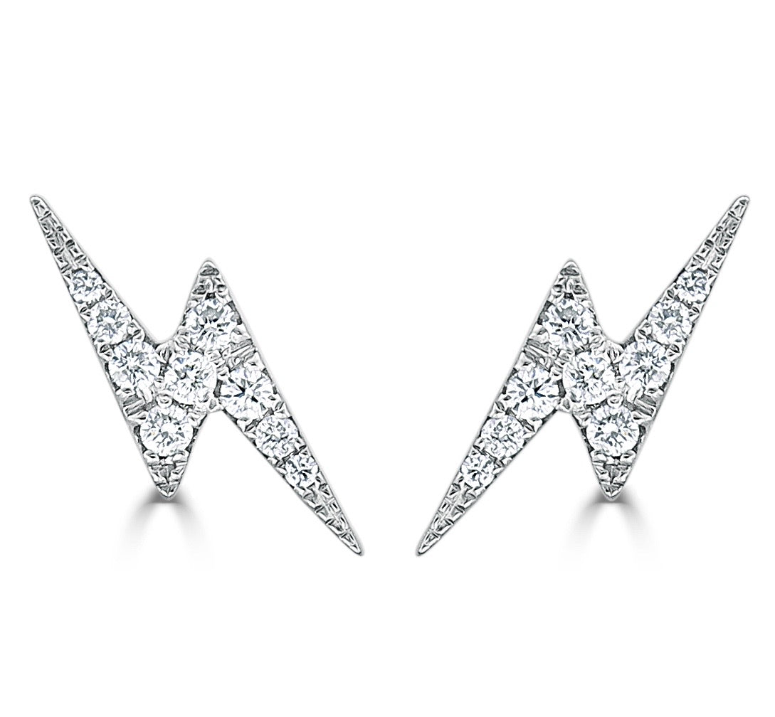 Skyler Tiny Lightning Bolt Diamond Stud Earrings