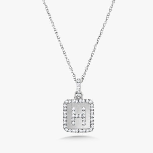 Dainty Diamond Initial Plate Necklace